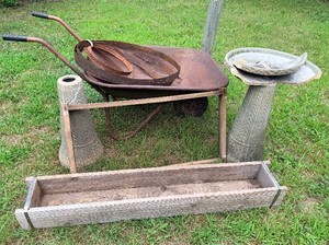 Wheelbarrow, Bird Bath Bases, Wooden Planter Box
