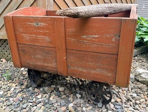 Rustic Red Painted Wagon Cart and Wooden Yoke