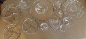 Clear Glass Hobnail Dishes Lot