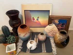 R.C. Gorman Navajo Artwork on Tile, American Southwest Decor