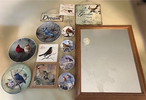 Songbird Wall Decor Lot Etched Birdhouse Mirror