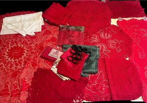 Christmas Lace and Linens Lot
