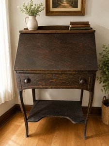 Petite Secretary Desk Tiger Oak