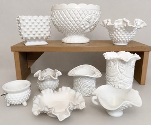 Nine Piece Milk Glass Lot