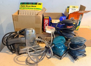 Ryobi, Black and Decker, Craftsman, Makita Sanders and Sandpaper