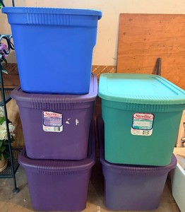 Lot of 5 Large Storage Totes