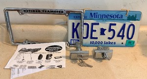 Metal Retired Teamster License Plate Cover and Plate