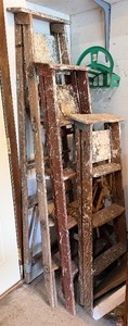 Lot of 3 Vintage Wooden Ladders