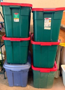 Lot of 6 Large Plastic Totes