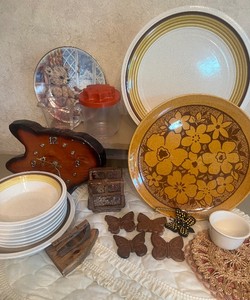Retro Kitchen Lot with Nu Stone Dishes 1970s era