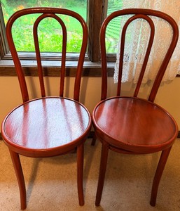 Lot of 2 Red Bentwood Chairs
