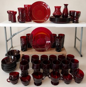 Very Large Lot of Red Glass