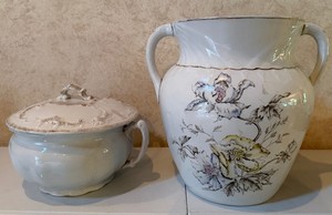 Johnson Brothers Ironstone Chamber Pot and Large Ironstone Jardinire