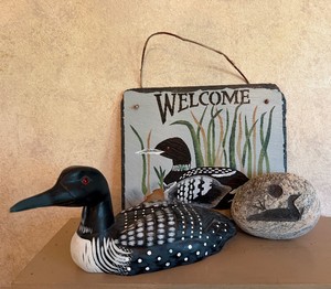 State Loon Wall Hanging - Wood Loon - Loon Etched in Stone