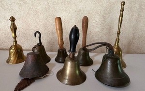 Lot of 8 Antique Vintage Handbells Bells Brass