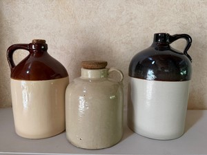 Three Crock Jugs One Marked USA