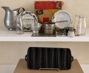 Antique Cast Iron Corn Stick Pan, Rosette Maker and Vintage Kitchen Lot