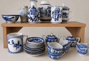 Miniature AsianOriental Blue China Tea Set Made in Japan