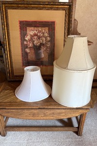 Drop Leaf Oak Coffee Table, Picture and Lamp Shades Lot