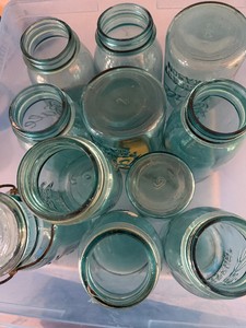 Lot of 11 Vintage Blue Mason Jars