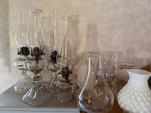 AntiqueVintage Oil Lamps and Chimneys