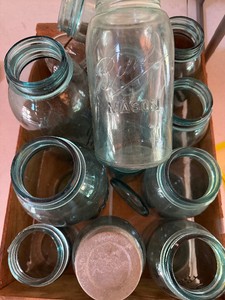 Large Lot of Vintage Blue Mason Jars