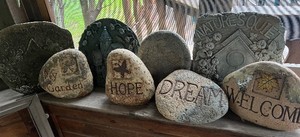 Lot of Garden Stones and Pavers with Windchime
