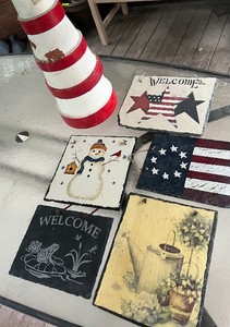Flower Pot Art 2ft Lighthouse Slate Garden Signs