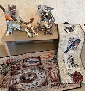 Songbird Figurines Lot with Tapestries
