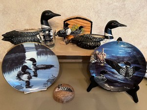 Loon Planter and Loon Decor Lot Jim Hansel Derk Hanson
