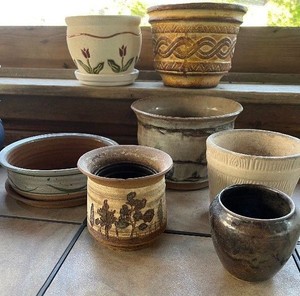 Lot of 7 Neutral Color Garden Pots