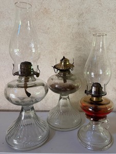 Lot of 3 Vintage Kerosene Oil Lamps