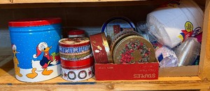 Paper Goods and Storage Tins Lot