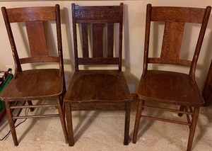 Three Vintage Wooden Chairs