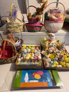 Large Easter LOT Candles, Baskets and Figurines