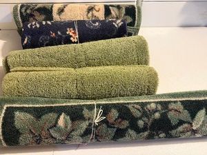 Lot of 5 Rugs Greens Blues and Browns