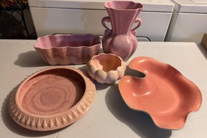 Five-Piece LOT - Pink Pottery and Redwing