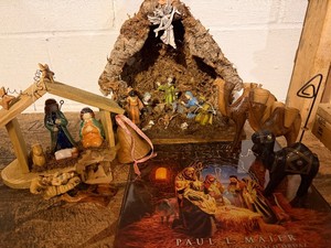 Vintage Nativity Set Carved Wood Camels Christmas Story Book