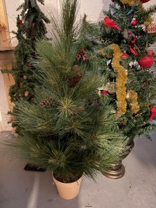 Lot of 5 Small Artificial Christmas Evergreen Trees