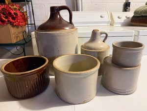 Lot of 6 Crock Jugs and Canisters