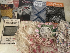 Vintage Crochet, Tatting and Embroidery Fliers and Doily Lot