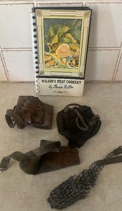 Vintage Wilsons Meat Cookbook and Antique Meat Cutter Equipment
