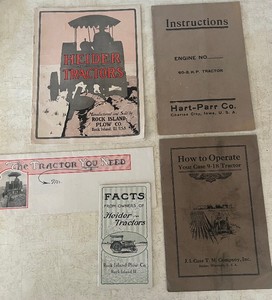 Antique Heider Tractors Catalog Rock Island Plow Co. & Case Tractor 9-18 Manual Lot of Antique Tractor Ephemera