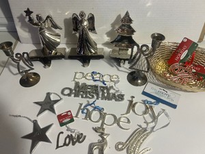 Silver Chrome Holiday Decor Stocking Holders Ornaments ETC