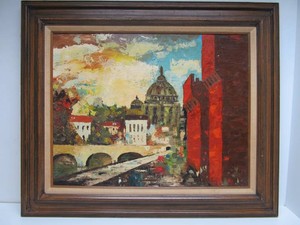Vintage Oil on Board Rome Scene Painting - Dated 1974 - Signed on back Bob Buchanan