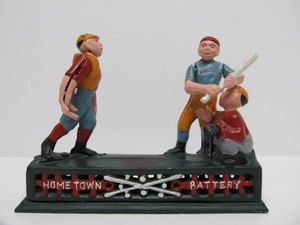 Antique Style Cast Iron Baseball Mechanical Bank