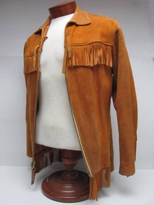 Very Cool Vintage Western Style Mens Leather Bermans Buckskin Jacket - Size S