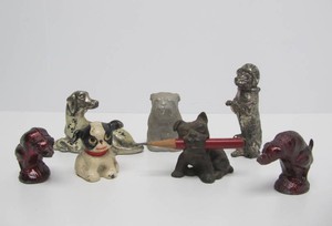 Great Lot of Old Vintage 1930s era Metal etc Small Dog statues