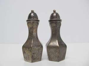 Set of Antique Sterling Silver Salt &amp Pepper Shakers
