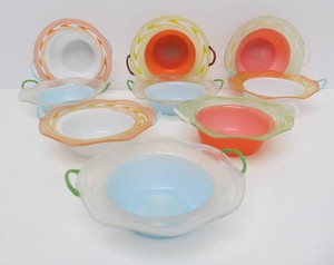 Great Group of Small Old Vintage Very Fine Hand Blown Glass Bowls wHandles